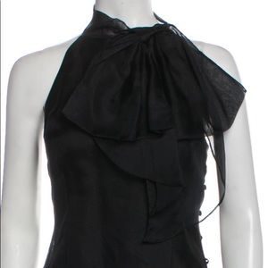 Milly black 100% silk high neck top blouse